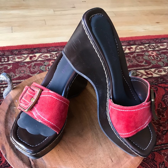 DONALD J PLINER NORDSTROM COMFORTABLE RED SUEDE WEDGES w/ BOX SZ 7M - Picture 11 of 16